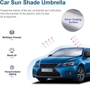 57'' X 31'' Car Umbrella UV Reflecting Sun Shade Cover For Windshield Foldable Front Car Sunshade Umbrella